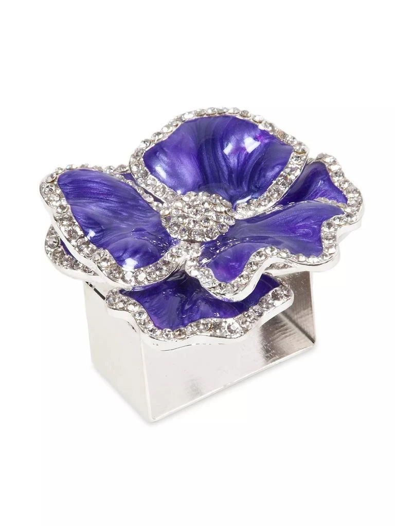 商品Nomi K|Silverplated Crystal & Enamel Flower 4-Piece Napkin Ring Set,价格¥2313,第2张图片详细描述