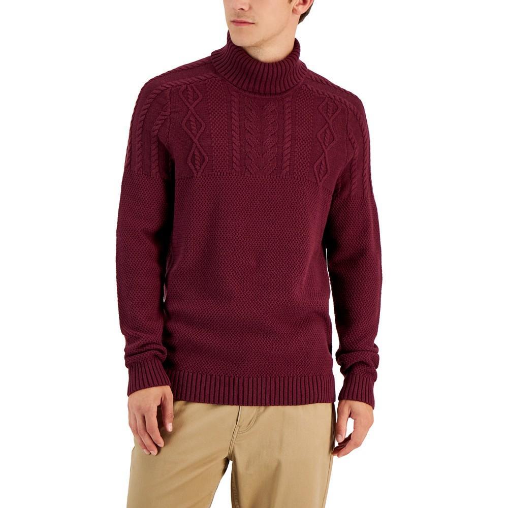 商品Club Room|Men's Chunky Cable Knit Turtleneck Sweater, Created for Macy's,价格¥243,第3张图片详细描述