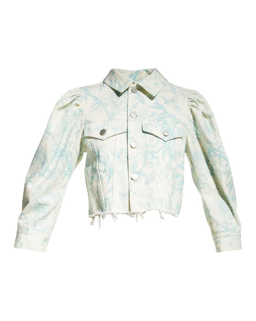 商品Alice + Olivia|Lana Puff-Sleeve Denim Jacket w/ Raw Hem,价格¥752,第2张图片详细描述