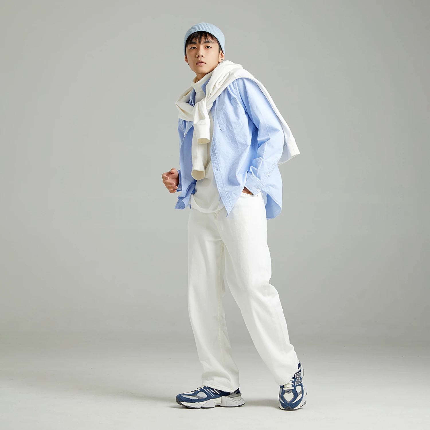 商品[国内直发] New Balance|NB 9060 织物牛剖层革人造革猪皮二层绒面皮 复古百搭 轻便 低帮 生活休闲鞋 男女同款 浅蓝色,价格¥781,第11张图片详细描述