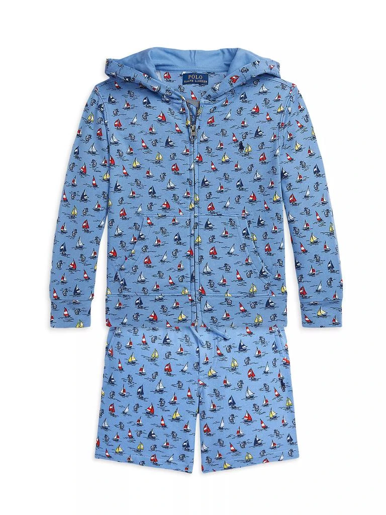 商品Ralph Lauren|Little Boy's &amp; Boy's Sailboat Print Zip-Up Hoodie,价格¥387,第2张图片详细描述