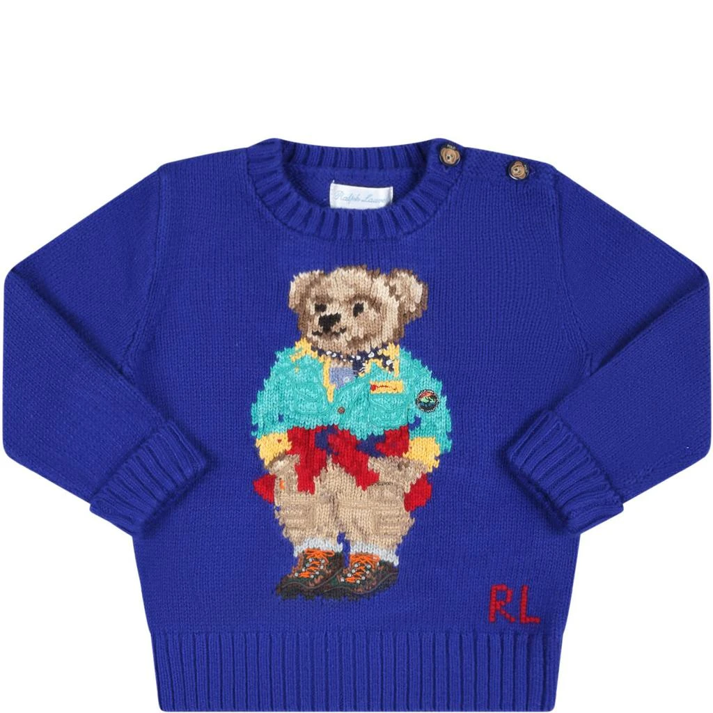 商品Ralph Lauren|Blue Sweater For Baby Boy With Polo Bear,价格¥1213,第1张图片