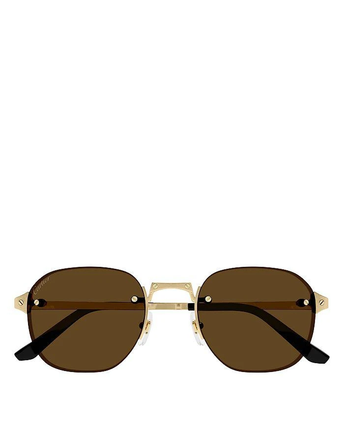 商品Cartier|Santos Classic 24K Gold Plated Rimless Pilot Sunglasses, 53mm,价格¥9690,第2张图片详细描述