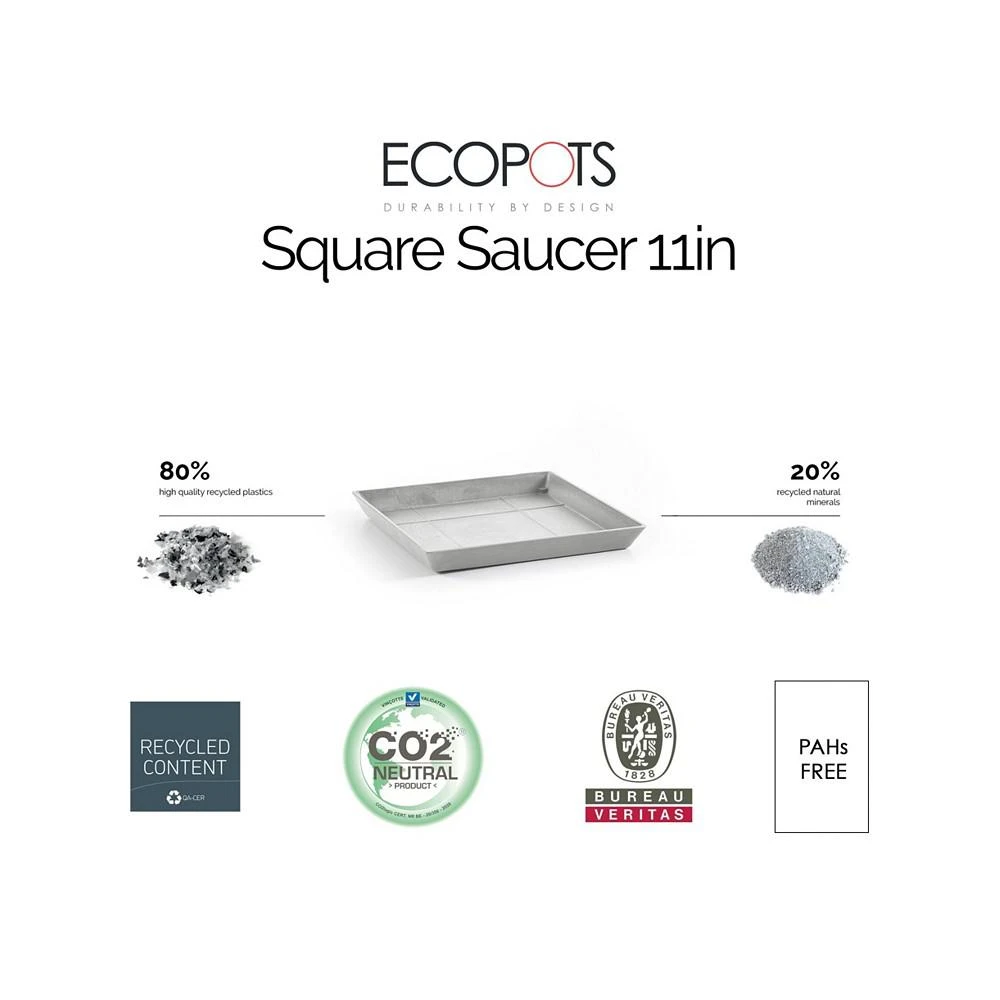 商品ECOPOTS|Square Plastic Flower Pot Saucer, White Grey, 11",价格¥129,第2张图片详细描述