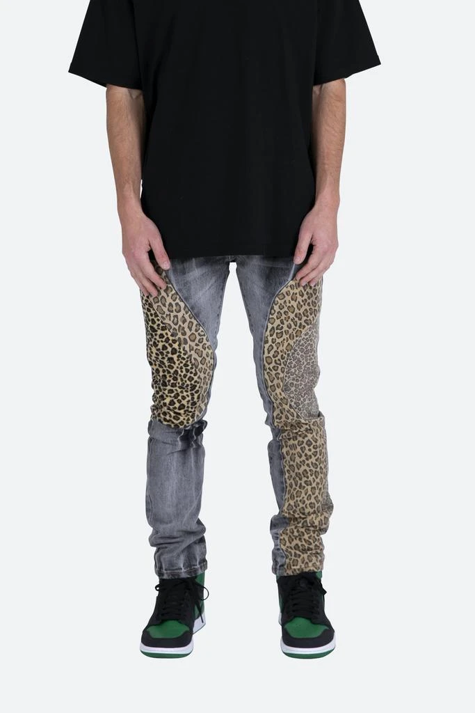 商品MNML|D422 Leopard Straight Denim - Black/Brown,价格¥190,第1张图片