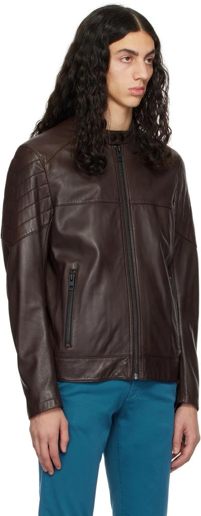 商品Hugo Boss|Brown Joset Leather Jacket,价格¥2492,第2张图片详细描述