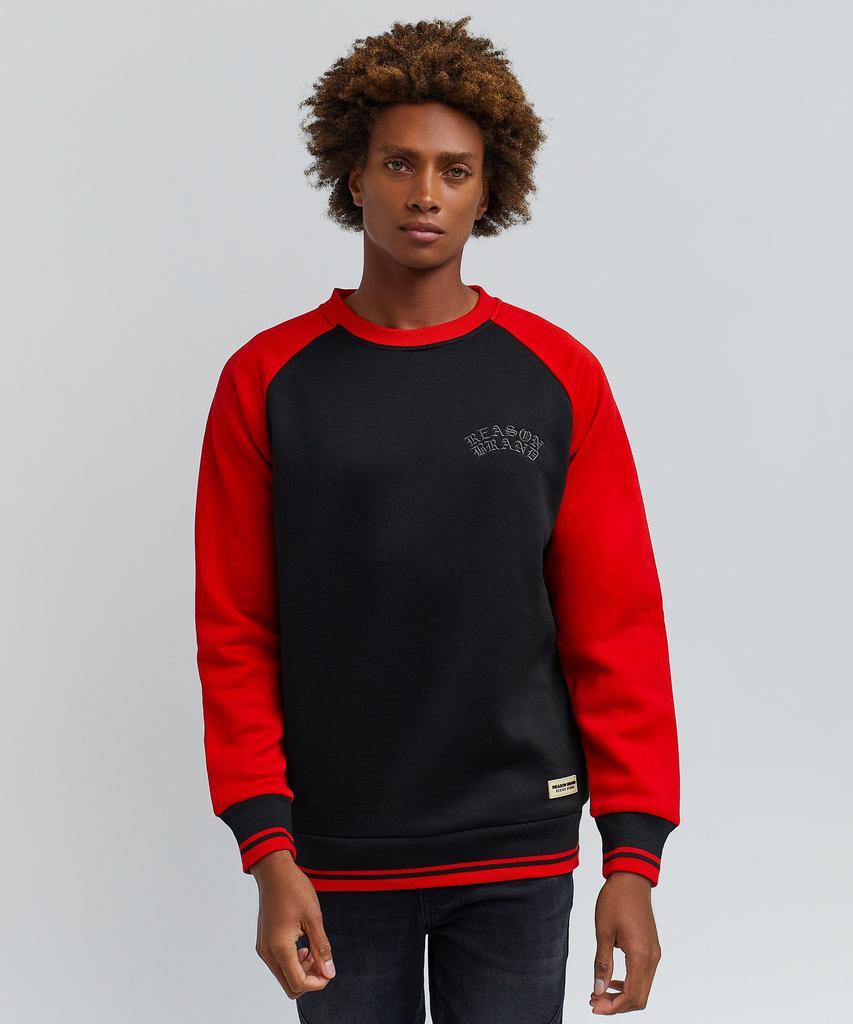 商品Reason Clothing|Nash Fleece Colorblocked Crewneck - Red,价格¥289,第4张图片详细描述