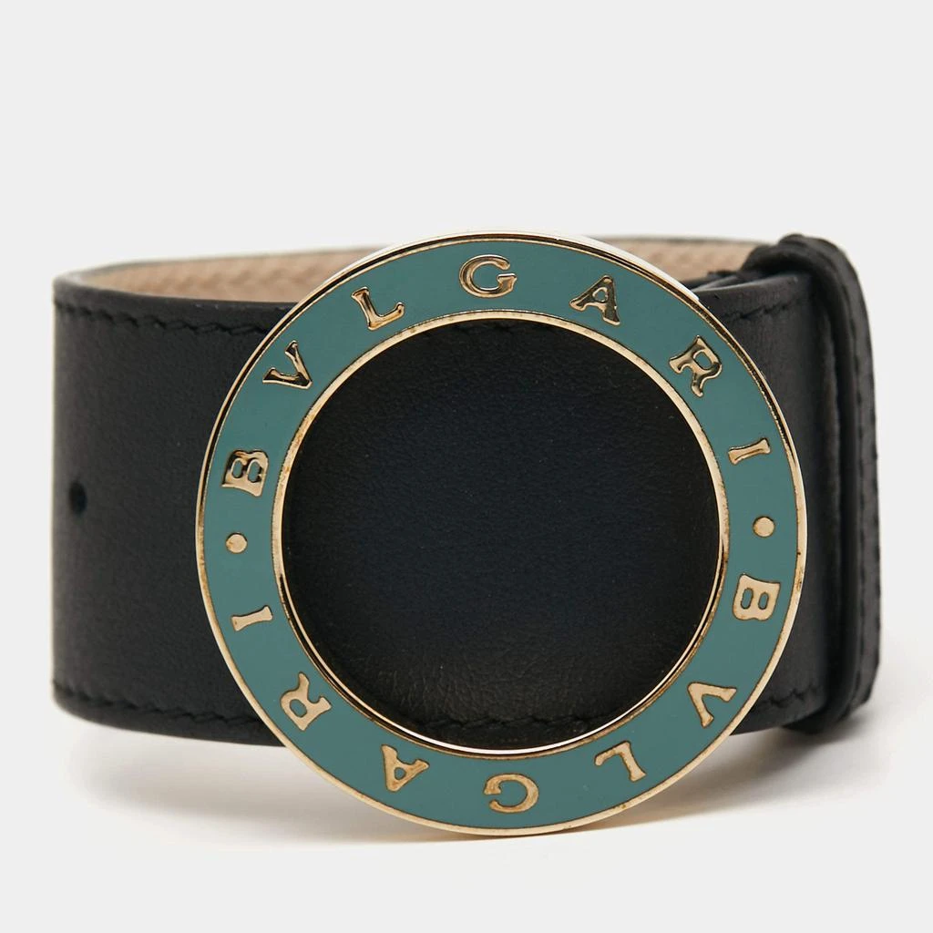 商品[二手商品] BVLGARI|Bvlgari Pale Gold Tone Wrap Black Leather Bracelet,价格¥1682,第1张图片