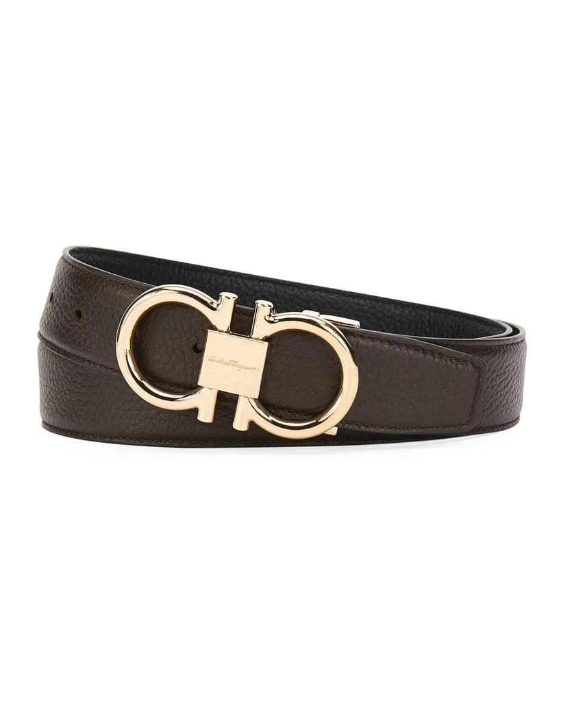 商品Salvatore Ferragamo|Men's Reversible Leather Belt with Rose-Tone Gancini Buckle,价格¥4138,第3张图片详细描述