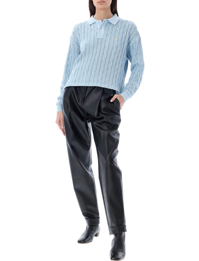 Polo Ralph Lauren Long-sleeved Cable-knit Polo Shirt商品第4张图片规格展示