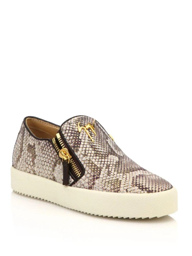 商品Giuseppe Zanotti|Giuseppe Zanotti - Snake-Embossed Leather Zip Skate Sneakers,价格¥2025,第1张图片