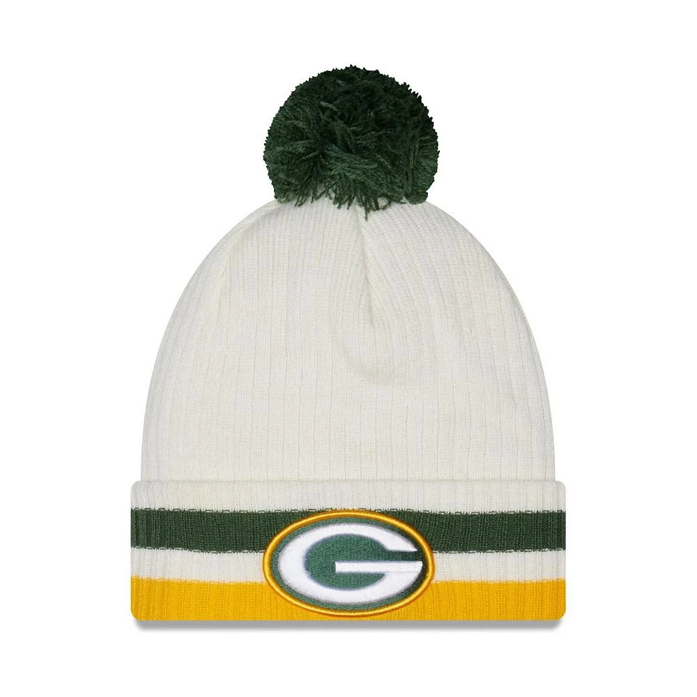 商品New Era|Men's White Green Bay Packers Retro Cuffed Knit Hat with Pom,价格¥210,第1张图片