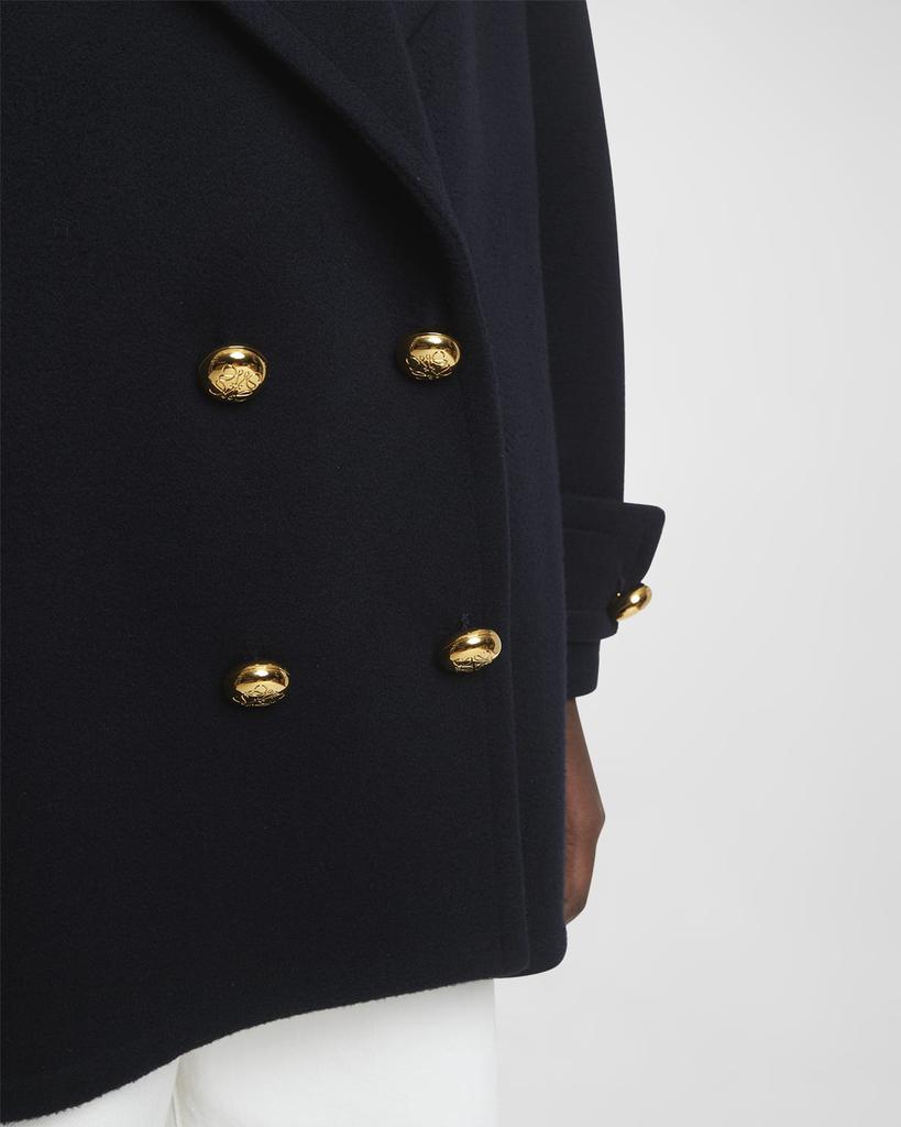 Loewe Pebble Double-Breasted Wool Peacoat - Coats - Free