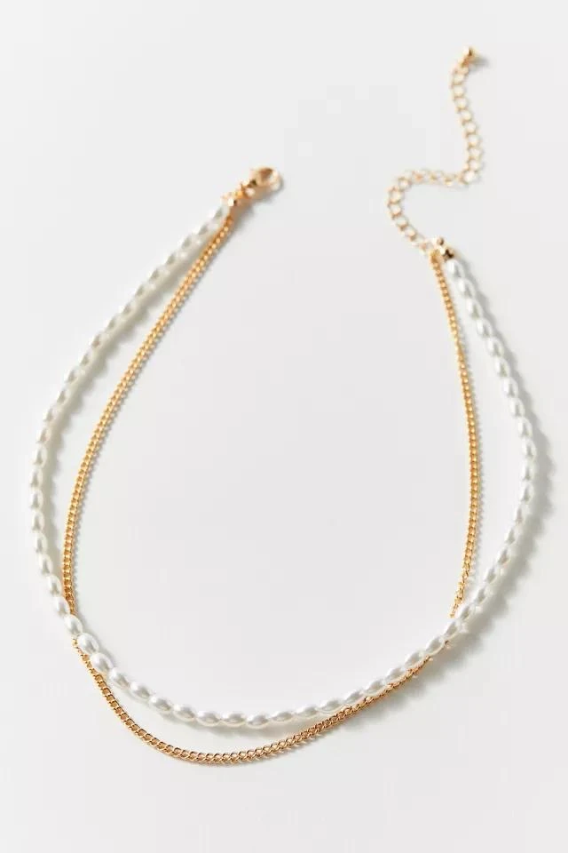 商品Urban Outfitters|Pearl And Chain Layered Choker Necklace,价格¥78,第3张图片详细描述