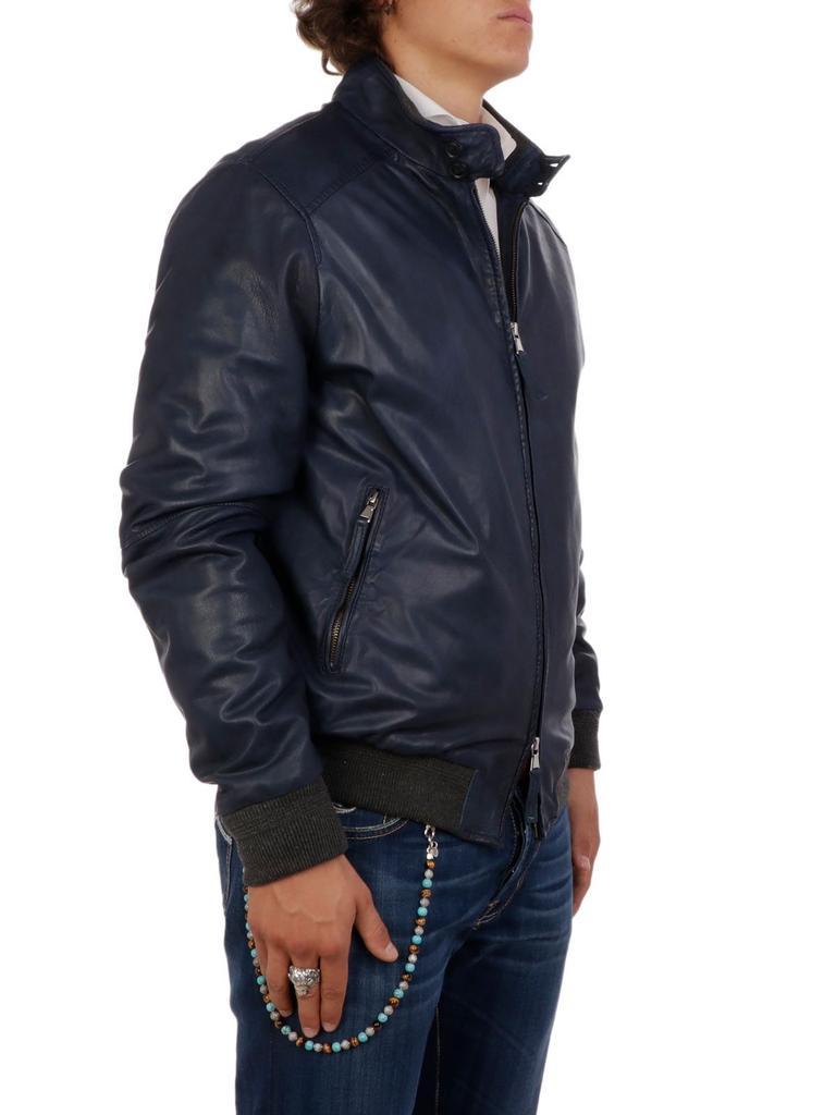 商品THE JACK LEATHERS|The Jack Leathers Men's  Blue Leather Outerwear Jacket,价格¥4103,第4张图片详细描述