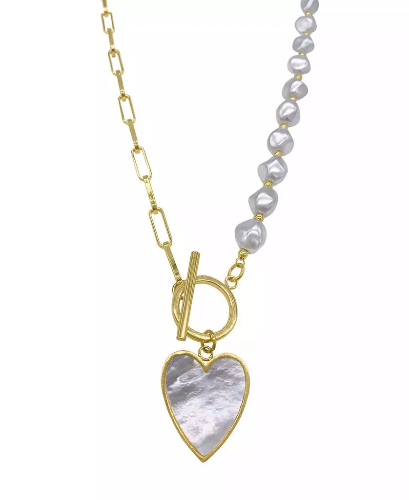 商品ADORNIA|Imitation Pearl and Chain Heart Toggle Necklace,价格¥260,第1张图片