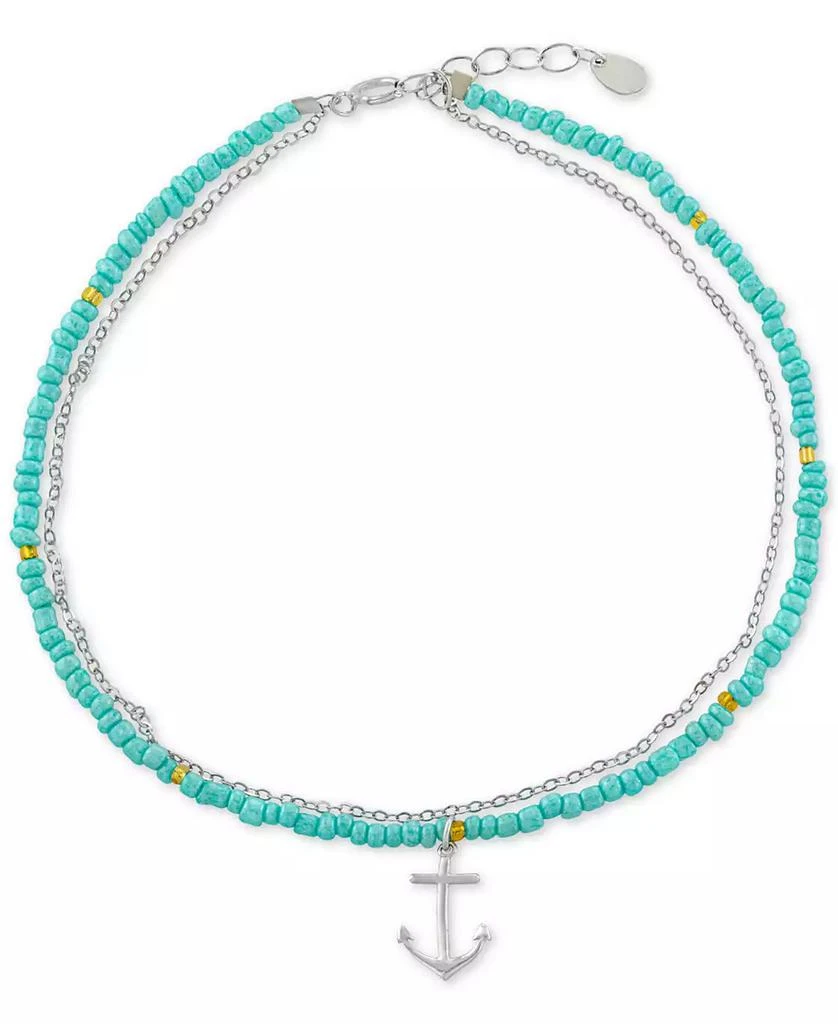 商品Giani Bernini|Crystal Bead Anchor Charm Layered Ankle Bracelet in Sterling Silver, Created for Macy's,价格¥157,第1张图片