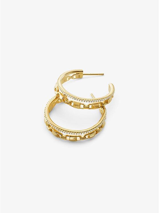 商品Michael Kors|Precious Metal-Plated Sterling Silver Mercer Link Pavé Halo Hoops,价格¥998,第4张图片详细描述