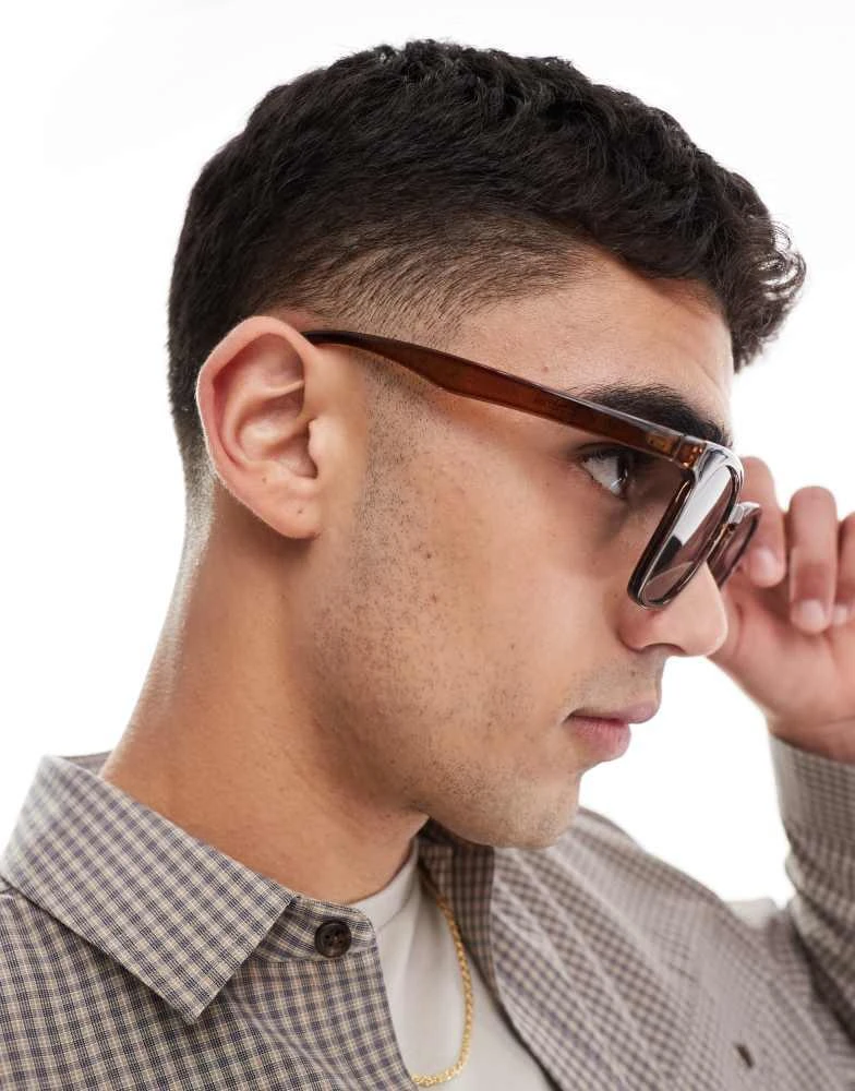 商品ASOS|ASOS DESIGN retro round sunglasses in brown with smoke lens,价格¥145,第3张图片详细描述