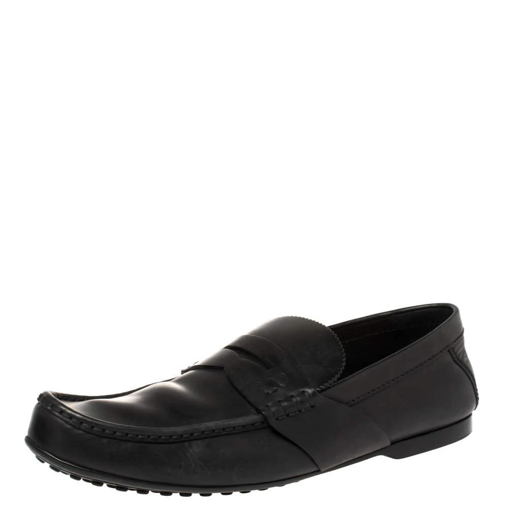 商品[二手商品] Louis Vuitton|Louis Vuitton Black Leather Slip On Loafers Size 43.5,价格¥3179,第1张图片