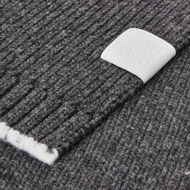 LOEWE/罗意威 男女通用深灰色白色羊毛罗纹针织围巾 商品