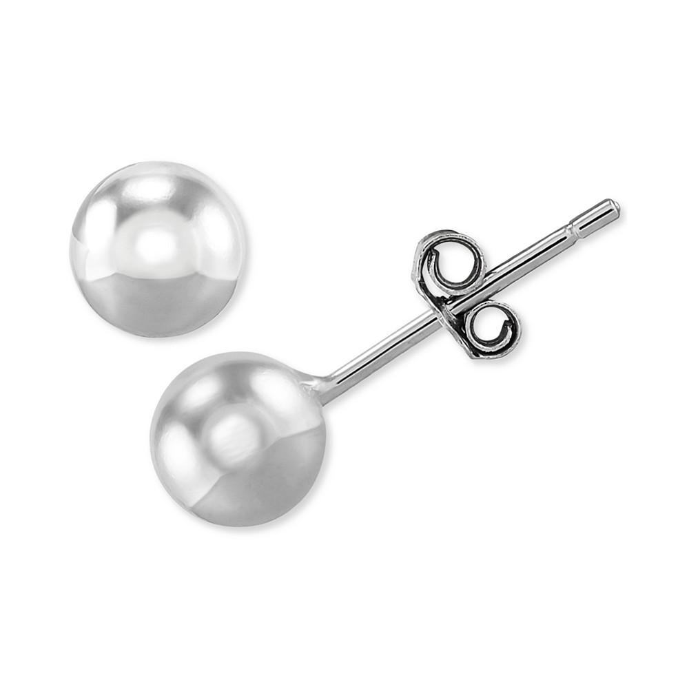 3-Pc. Set Cultured Freshwater Pearl (6mm) & Cubic Zirconia Stud Earrings in Sterling Silver, Created for Macy's商品第4张图片规格展示