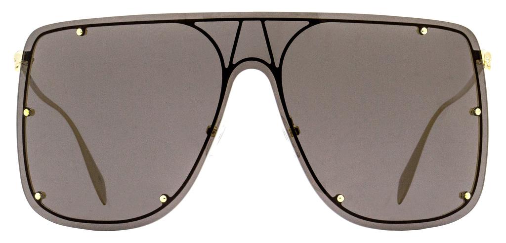 Alexander McQueen Unisex Mask Sunglasses AM0313S 001 Gold 99mm商品第2张图片规格展示