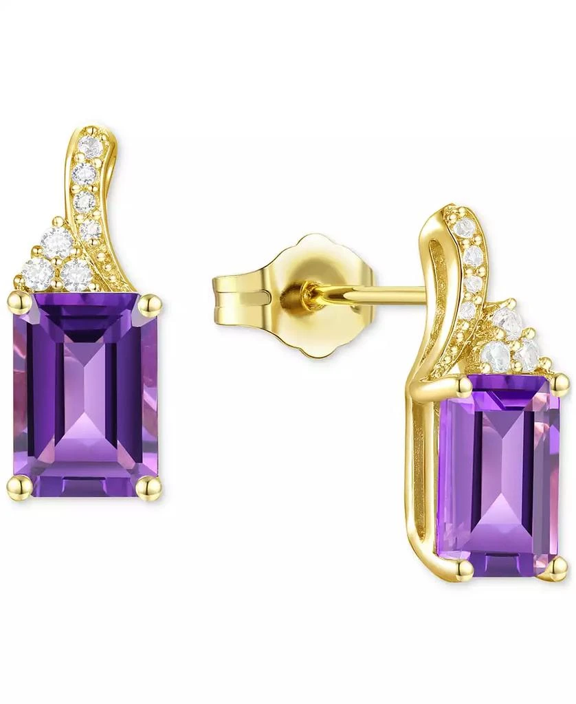 商品Macy's|Amethyst (1-5/8 ct. t.w.) & Lab-Grown White Sapphire (1/10 ct. t.w.) Stud Earrings in 14k Gold-Plated Sterling Silver (Also in Blue Topaz & Lab-Grown Opal),价格¥281,第1张图片