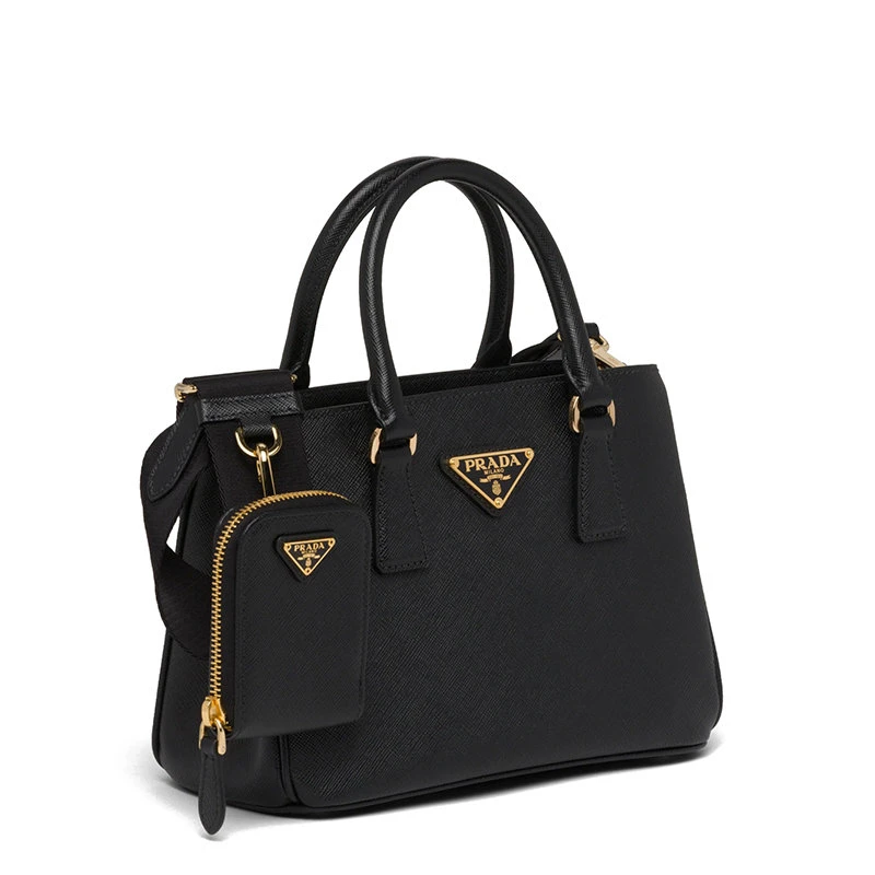 商品Prada|【预售3-7天】PRADA/�普拉达 21年秋冬Galleria系列 女士黑色Saffiano皮革附徽标印花可拆卸调节编织肩带手提单肩包1BA296_NZV_F0632_V_V21,价格¥17403,第5张图片详细描述