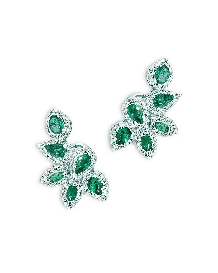 商品Bloomingdale's|Emerald and Diamond Leaf Earrings in 14K White Gold - 100% Exclusive,价格¥23919,第1张图片