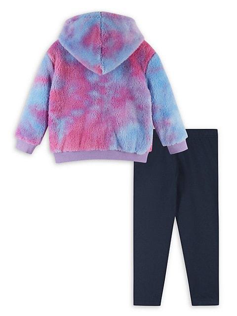 Little Girl's Tie Dye Hoodie & Leggings Set商品第2张图片规格展示