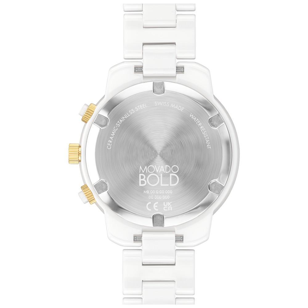 商品Movado|Women's Bold Verso Swiss Quartz Chronograph White Ceramic Bracelet Watch 39mm,价格¥7442,第5张图片详细描述