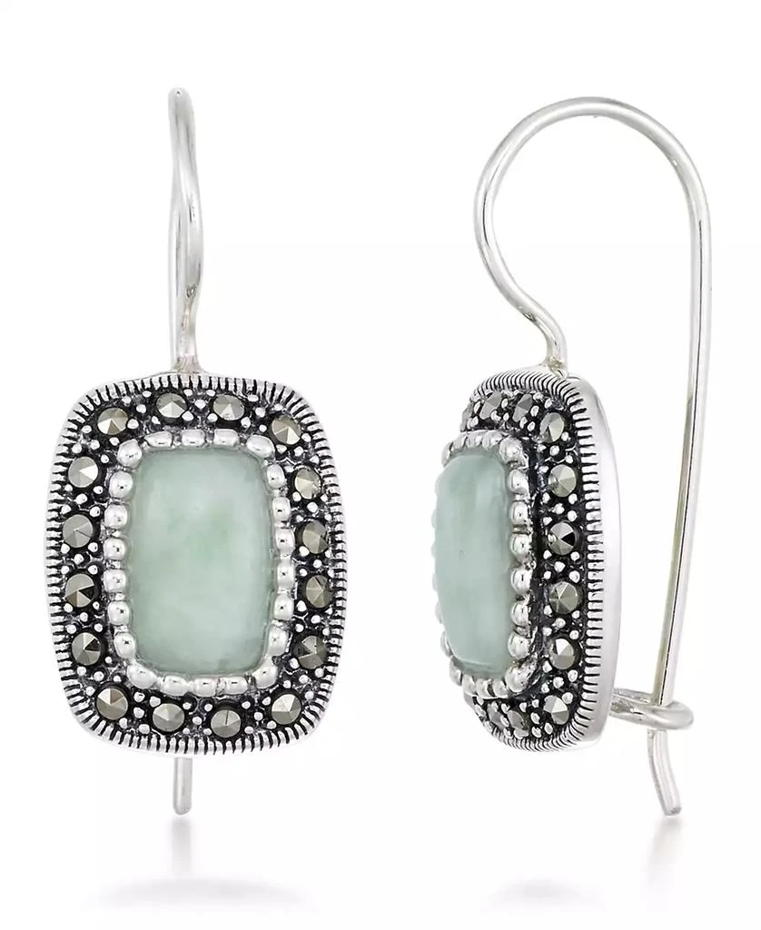 商品Macy's|Jade (9 x 6mm) & Marcasite Rectangle Earrings in Sterling Silver,价格¥1124,第1张图片