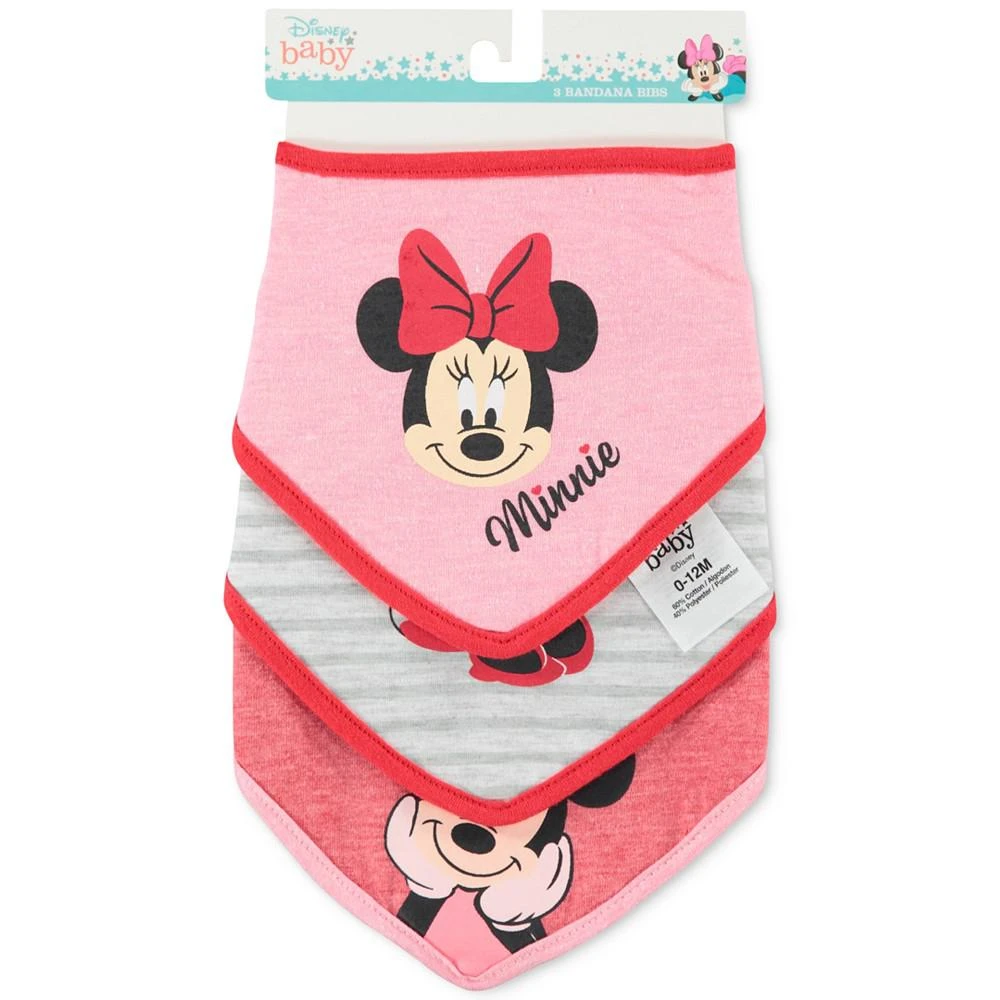 商品Happy Threads|Baby Girls Minnie Mouse Bandana Bib, Pack of 3,价格¥41,第2张图片详细描述