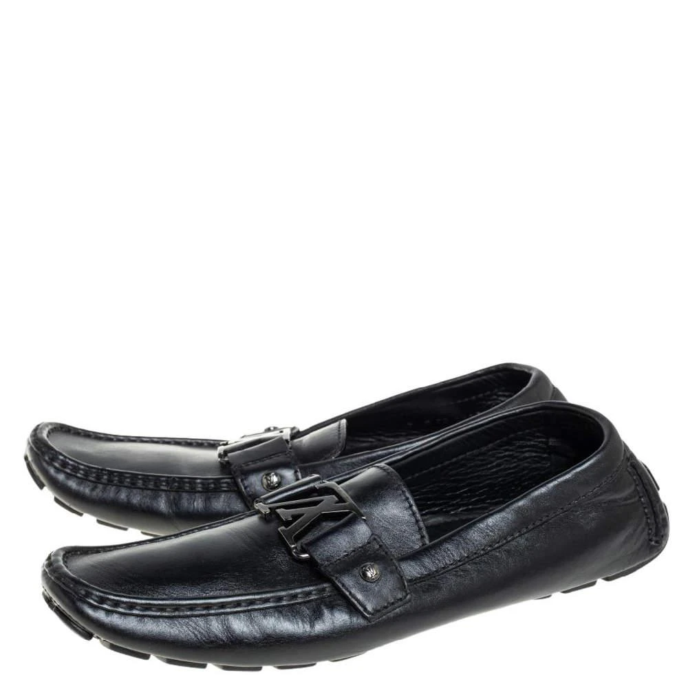 商品[二手商品] Louis Vuitton|Louis Vuitton Black Leather Monte Carlo Loafers Size 43,价格¥3133,第4张图片详细描述