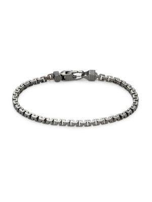Black Rhodium-Plated Sterling Silver Greek Box Chain Bracelet商品第1张图片规格展示