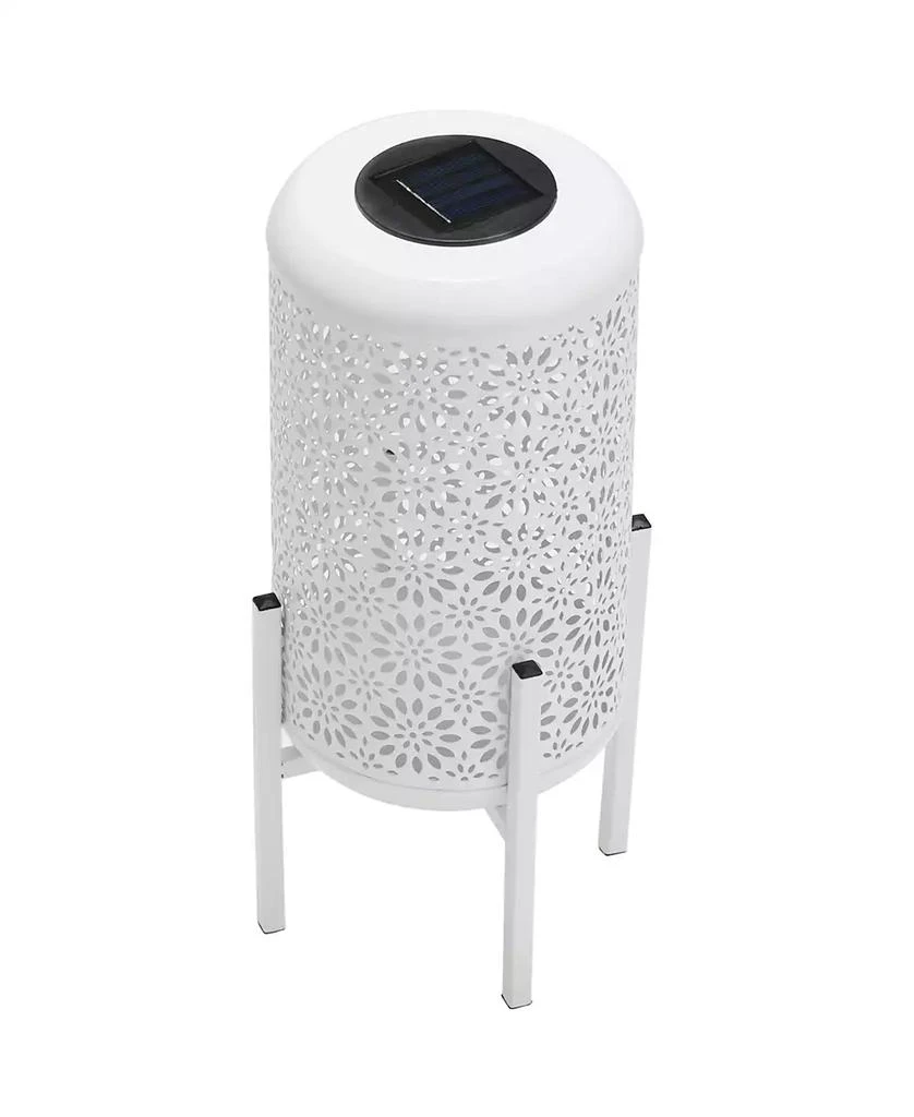 商品Glitzhome|14.25" H Metal Cutout Flower Pattern Solar Powered LED Outdoor Lantern with Stand,价格¥341,第4张图片详细描述