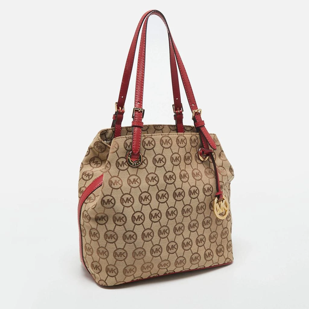 商品[二手商品] Michael Kors|Micheal Kors Beige/Red Signature Canvas and Leather Jet Set Tote,价格¥811,第3张图片详细描述