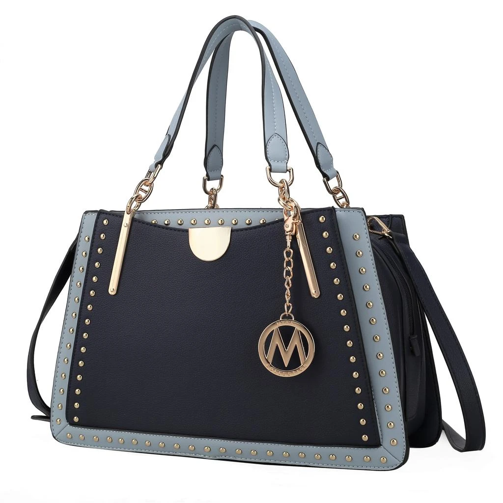 Aubrey Vegan Leather Multi Compartment Satchel Handbag - Color Block 商品