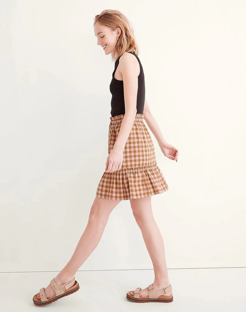 商品Madewell|Pull-On Ruffle Tiered Mini Skirt in Gingham Seersucker,价格¥159,第2张图片详细描述