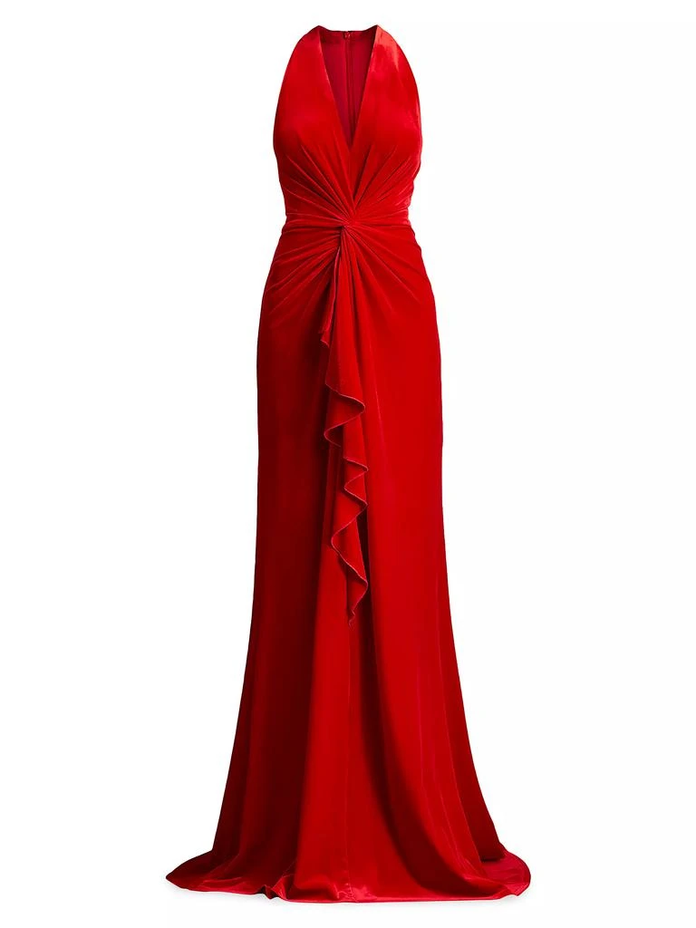 商品Tadashi Shoji|Velvet Twist Halter Gown,价格¥3277,第1张图片