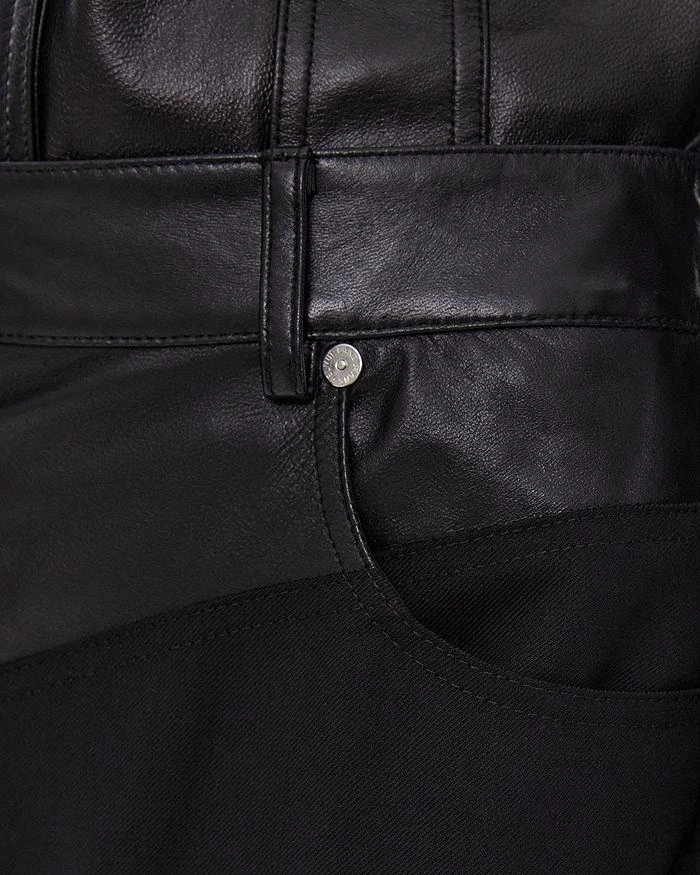 Garter Faux Leather Trim Midi Skirt 商品