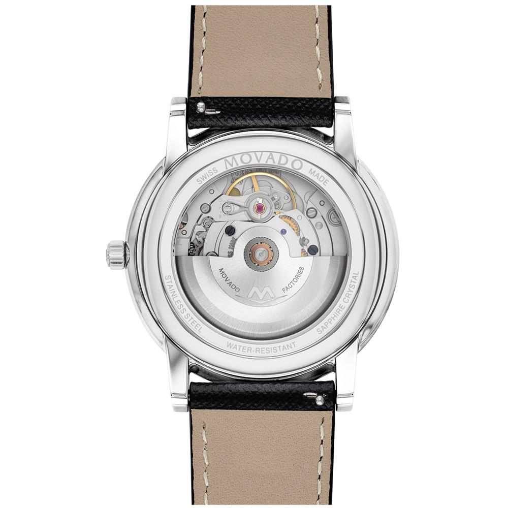 Men's Swiss Automatic Museum Black Calfskin Leather Strap Watch 40mm商品第3张图片规格展示