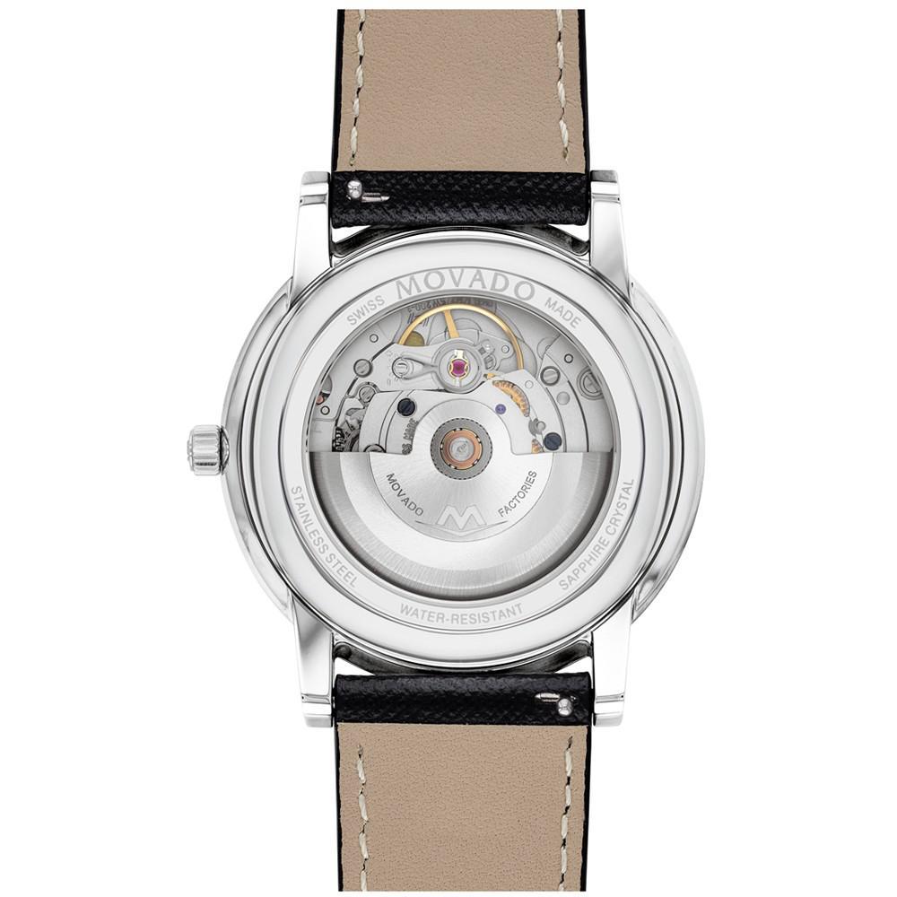 商品Movado|Men's Swiss Automatic Museum Black Calfskin Leather Strap Watch 40mm,价格¥6694,第5张图片详细描述