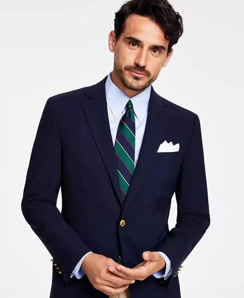 商品Brooks Brothers|Men's Classic-Fit Navy Stretch Wool Blend Blazer,价格¥2045,第2张图片详细描述