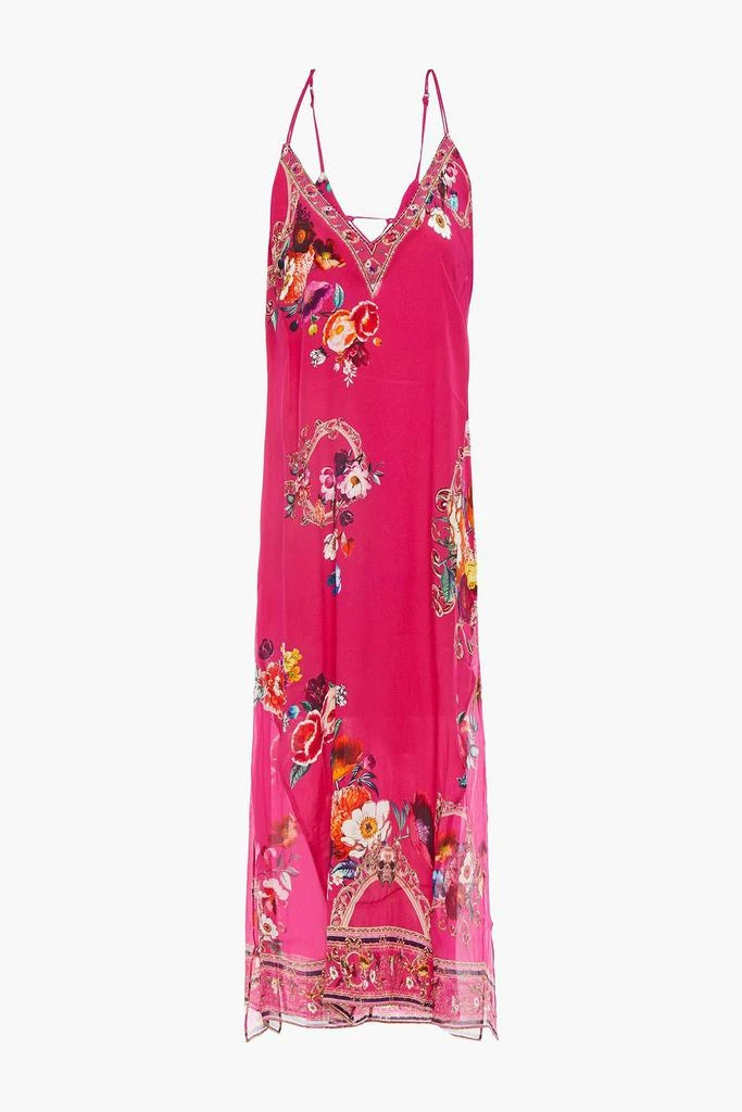 商品Camilla|Crystal-embellished floral-print silk crepe de chine and chiffon midi slip dress,价格¥960,第1张图片