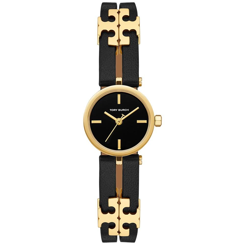 商品Tory Burch|Women's Gold-Tone Logo Black Leather Strap Watch 22mm,价格¥1690,第1张图片