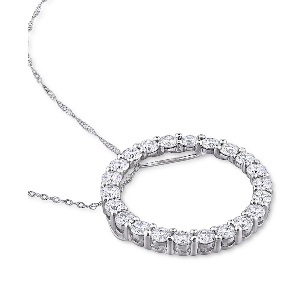 Lab-Created Moissanite Circle 17" Pendant Necklace (2-1/5 ct. t.w.) in 14k White Gold商品第3张图片规格展示