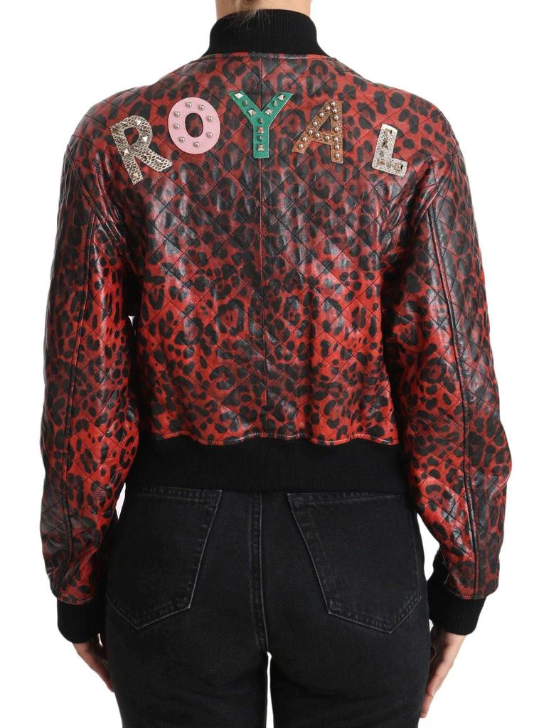 商品Dolce & Gabbana|Dolce & Gabbana  Red Leopard Button Crystal Leather Jacket,价格¥20070,第3张图片详细描述