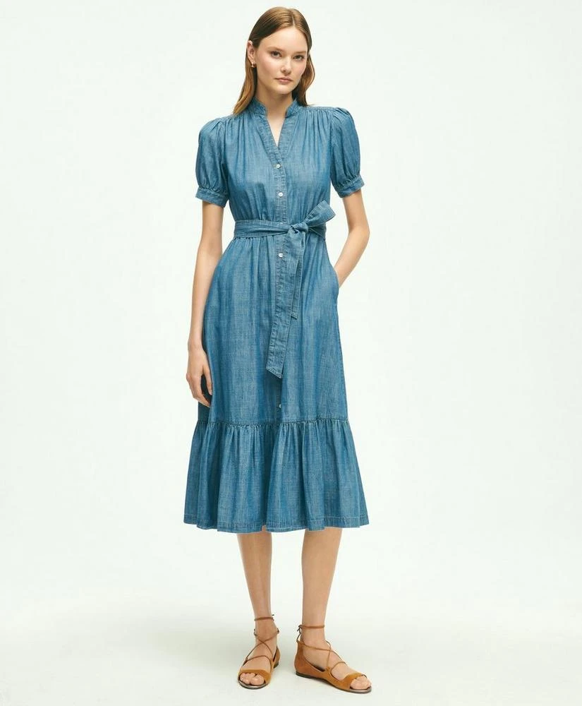 商品Brooks Brothers|Chambray Puff Sleeve Shirt Dress,价格¥1256,第1张图片